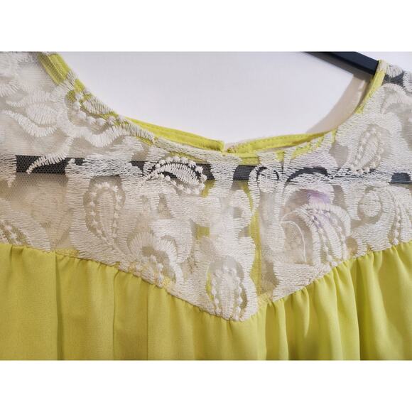 ALYA women's yellow BLOUSE with lace detail Size MEDIUM - Picture 3 of 9